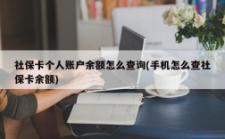 社保卡个人账户余额怎么查询(手机怎么查社保卡余额)