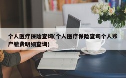 个人医疗保险查询(个人医疗保险查询个人账户缴费明细查询)