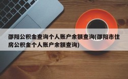 邵阳公积金查询个人账户余额查询(邵阳市住房公积金个人账户余额查询)