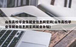 山东高校毕业生就业信息网官网(山东高校毕业生就业信息网官网就业补贴)