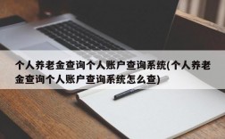 个人养老金查询个人账户查询系统(个人养老金查询个人账户查询系统怎么查)