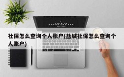 社保怎么查询个人账户(盐城社保怎么查询个人账户)