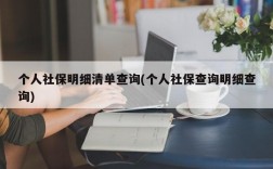 个人社保明细清单查询(个人社保查询明细查询)