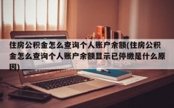 住房公积金怎么查询个人账户余额(住房公积金怎么查询个人账户余额显示已停缴是什么原因)