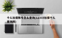 个人社保账号怎么查询(12333社保个人查询网)