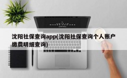 沈阳社保查询app(沈阳社保查询个人账户缴费明细查询)