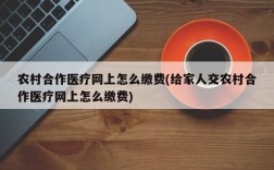 农村合作医疗网上怎么缴费(给家人交农村合作医疗网上怎么缴费)