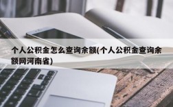 个人公积金怎么查询余额(个人公积金查询余额网河南省)