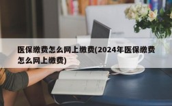 医保缴费怎么网上缴费(2024年医保缴费怎么网上缴费)