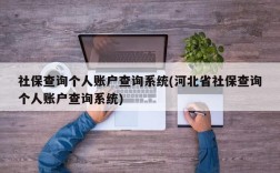 社保查询个人账户查询系统(河北省社保查询个人账户查询系统)